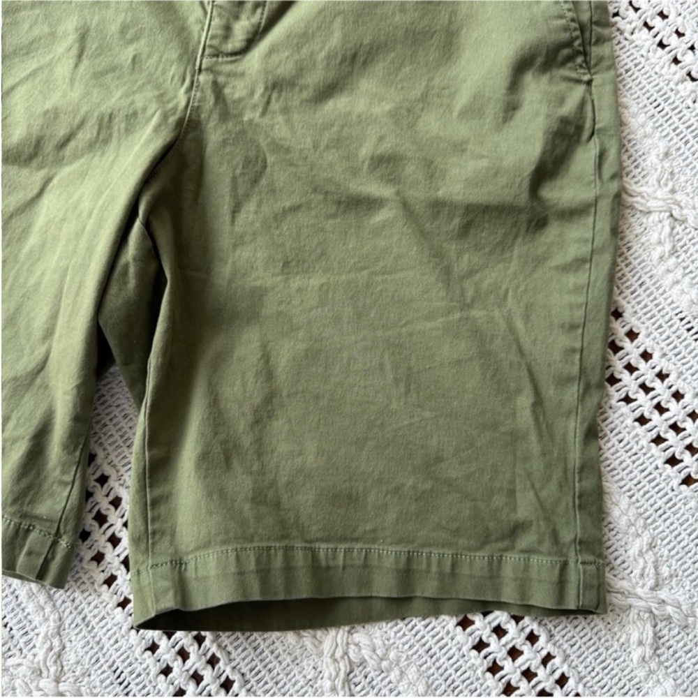 NYDJ Women's Flat Front Shorts in Olive - Picture 7 of 9